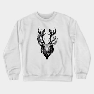 Stag Deer Wild Animal Nature Illustration Art Tattoo Crewneck Sweatshirt